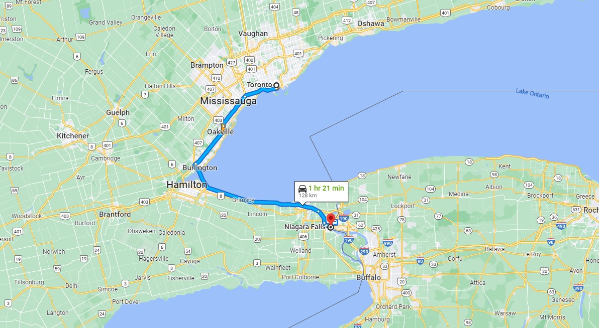 From Toronto To Niagara Falls by Car